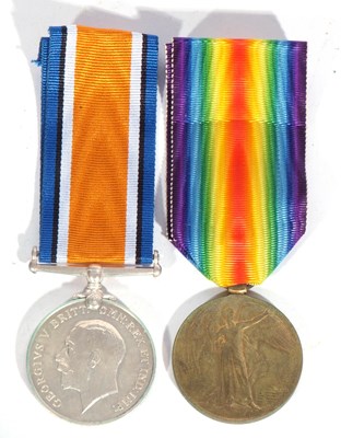 Lot 231 - WWI British medal pair - war medal, victory...