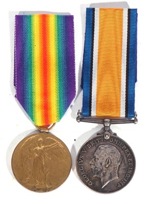Lot 198 - WWI British medal pair - war medal, victory...