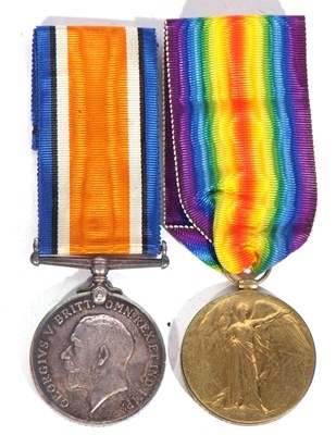 Lot 233 - WWI British medal pair - war medal, victory...