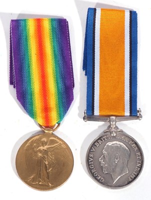 Lot 182 - WWI British medal pair - war medal, victory...