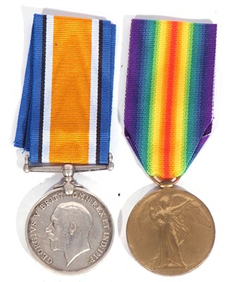 Lot 234 - WWI British medal pair - war medal, victory...