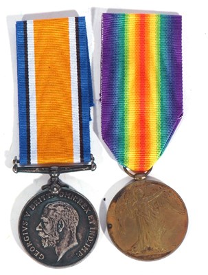Lot 183 - WWI British medal pair - war medal, victory...
