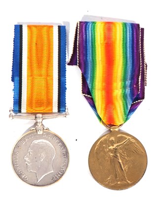 Lot 235 - WWI British medal pair - war medal, victory...