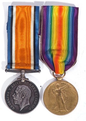 Lot 161 - WWI British medal pair - war medal, victory...