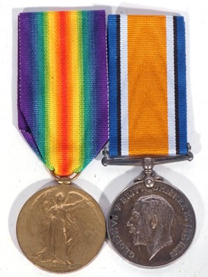 Lot 190 - WWI British medal pair - war medal, victory...