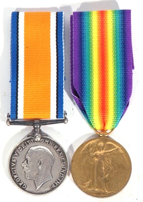 Lot 241 - WWI British medal pair - war medal, victory...