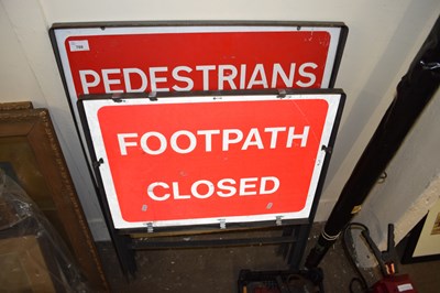 Lot 709 - TWO METAL FRAMED SIGNS "FOOTPATH CLOSED" AND...