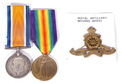 Lot 242 - WWI British medal pair - war medal, victory...