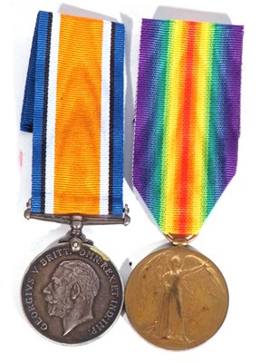 Lot 246 - WWI British medal pair - war medal, victory...