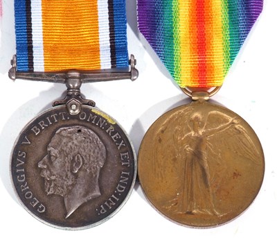 Lot 246 - WWI British medal pair - war medal, victory...