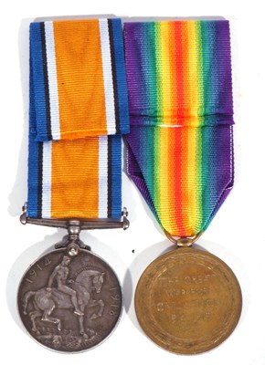 Lot 246 - WWI British medal pair - war medal, victory...