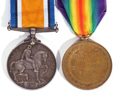 Lot 246 - WWI British medal pair - war medal, victory...