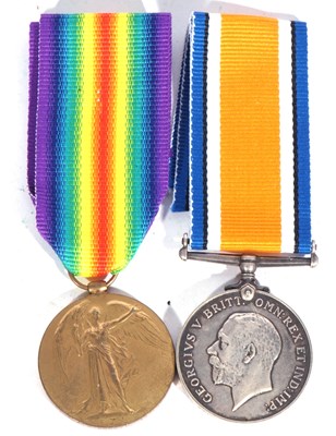 Lot 245 - WWI British medal pair - war medal, victory...