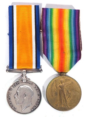 Lot 200 - WWI British medal pair - war medal, victory...