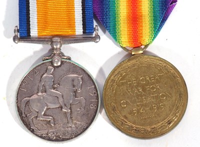 Lot 35 - WWI British medal pair - war medal, victory...