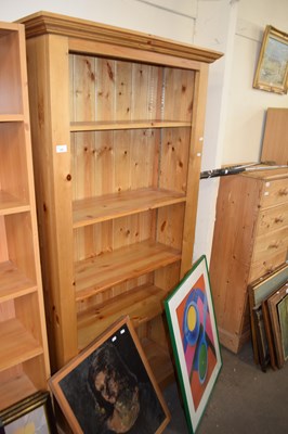 Lot 720 - MODERN PINE OPEN FRONT BOOK CASE CABINET