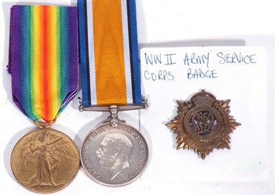 Lot 173 - WWI British medal pair - war medal, victory...