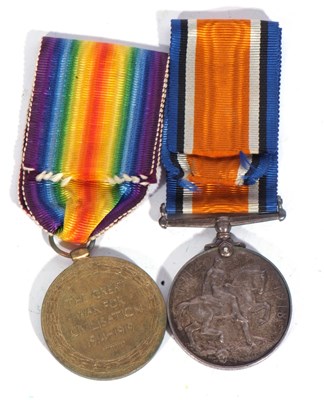 Lot 28 - WWI British medal pair - war medal, victory...