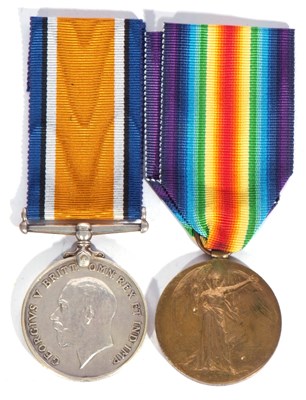 Lot 158 - WWI British medal pair - war medal, victory...