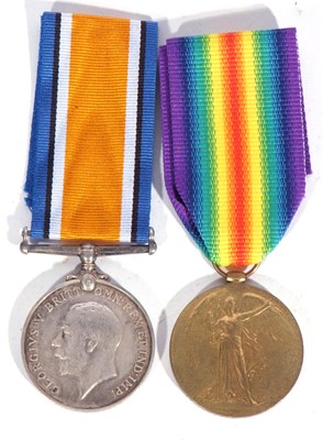 Lot 159 - WWI British medal pair - war medal, victory...