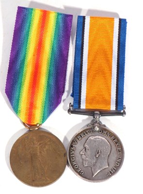 Lot 185 - WWI British medal pair - war medal, victory...