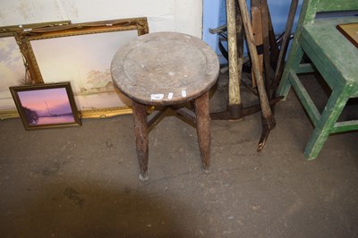 Lot 763 - VINTAGE STAINED WOODEN STOOL