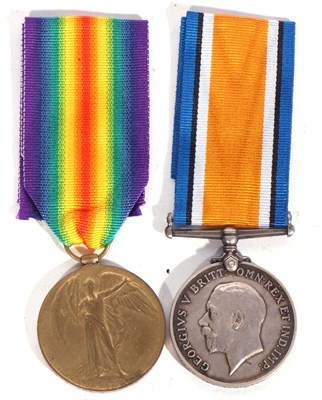 Lot 259 - WWI British medal pair, War medal, Victory...