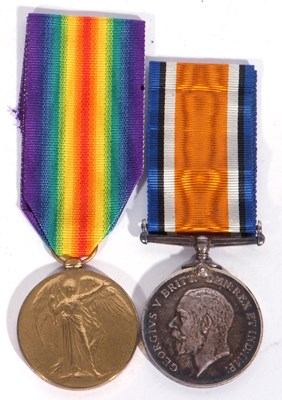 Lot 261 - WWI British medal pair, war medal, victory...