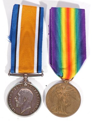 Lot 264 - WWI British medal pair, war medal, victory...