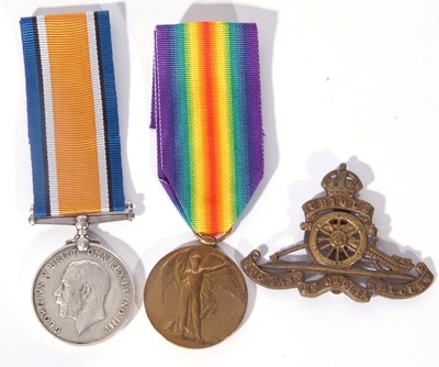 Lot 266 - WWI British medal pair, war medal, victory...