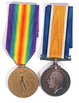 Lot 268 - WWI British medal pair, war medal + victory...