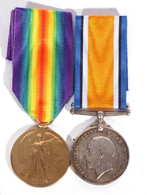 Lot 162 - WWI British medal pair, war medal + victory...