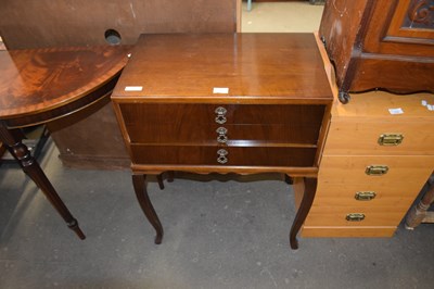 Lot 777 - 20TH CENTURY MAHOGANY VENEERED THREE DRAWER...