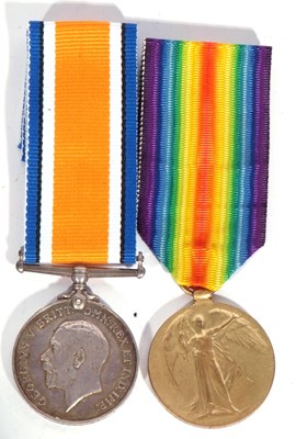 Lot 270 - WWI British medal pair, war medal + ictory...