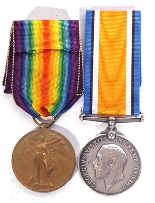 Lot 272 - WWI british medal pair, war medal + victory...