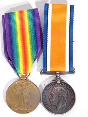 Lot 180 - WWI British medal pair - war medal, victory...