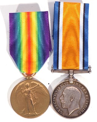 Lot 156 - WWI British medal pair - war medal, victory...