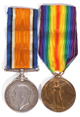 Lot 275 - WWI British medal pair - war medal, victory...
