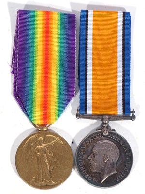 Lot 276 - WWI British medal pair - war medal, victory...