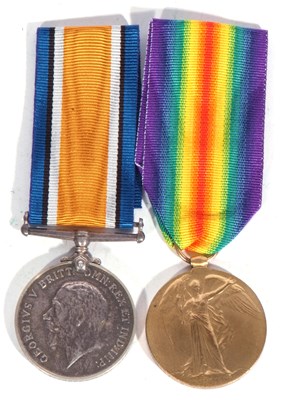 Lot 277 - WWI British medal pair - war medal, victory...