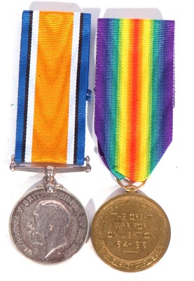 Lot 279 - WWI British medal pair - war medal, victory...