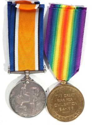 Lot 26 - WWI British medal pair - war medal, victory...