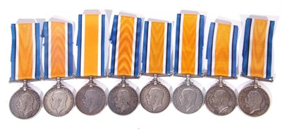 Lot 282 - Quantity of 8 WWI war medals: to 5100 PTE C...