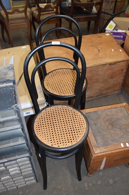 Lot 829 - PAIR OF BLACK PAINTED AND CANE SEATED BENTWOOD...