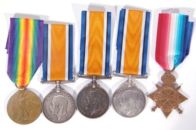 Lot 164 - WWI group of 5 medals: 55437 PTE BH Light RAMC...