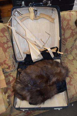 Lot 840 - SUITCASE CONTAINING FUR WRAP AND OTHER ITEMS