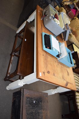 Lot 850 - RECTANGULAR PINE KITCHEN TABLE WITH PAINTED...