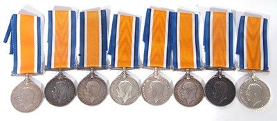Lot 168 - Quantity of 8 WWI British war medals: L-7020...