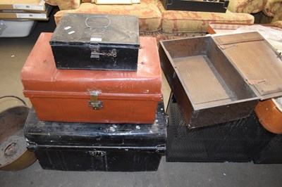 Lot 857 - THREE VARIOUS METAL TRUNKS AND CASES