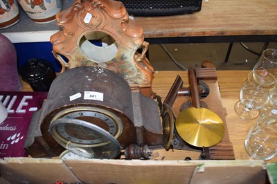 Lot 881 - MIXED LOT:  MANTEL CLOCK AND VARIOUS CLOCK PARTS